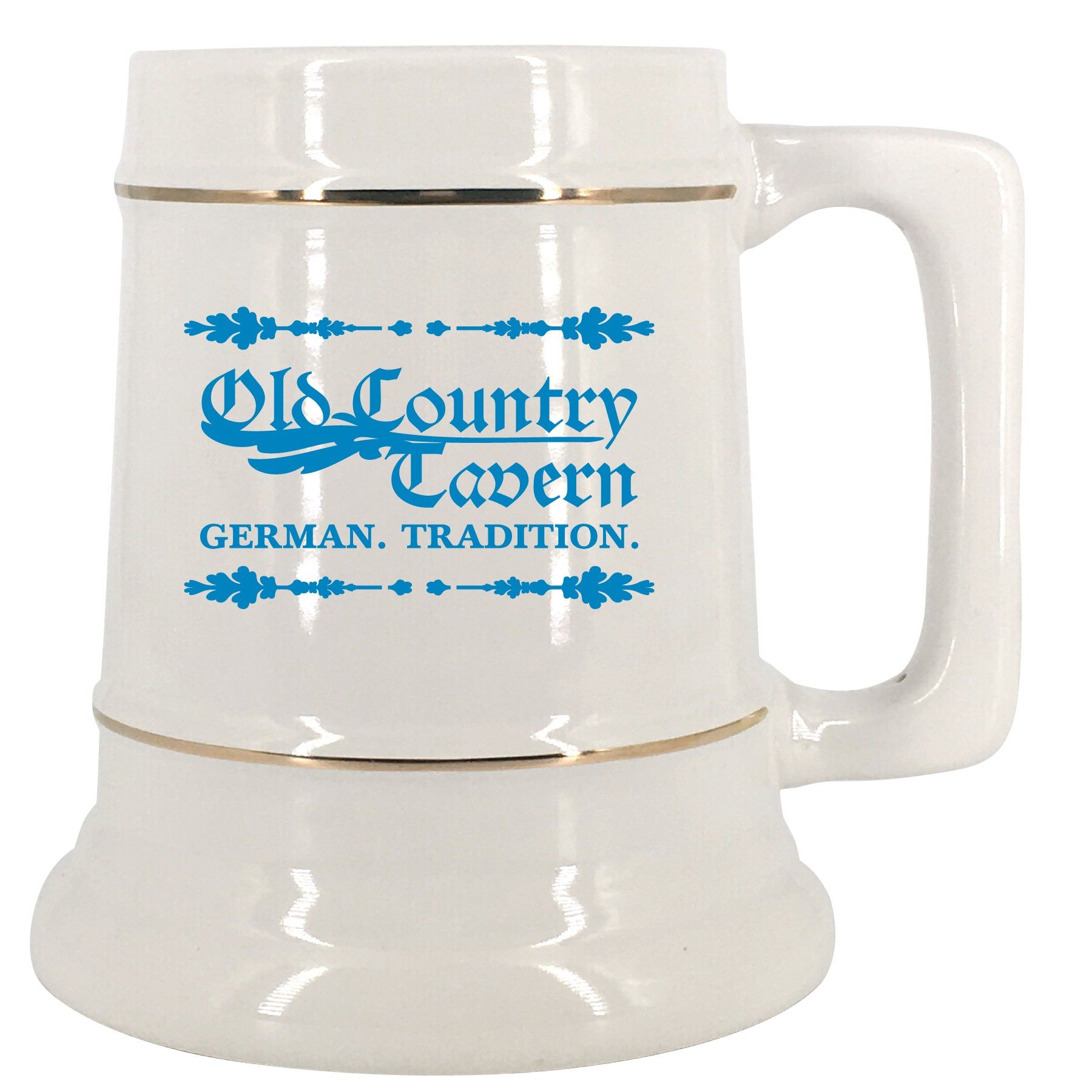 The Ceramic Stein Mug 28oz White With Gold Bands